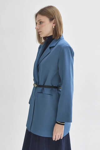 Kruvaze Blazer Ceket İndigo - 8