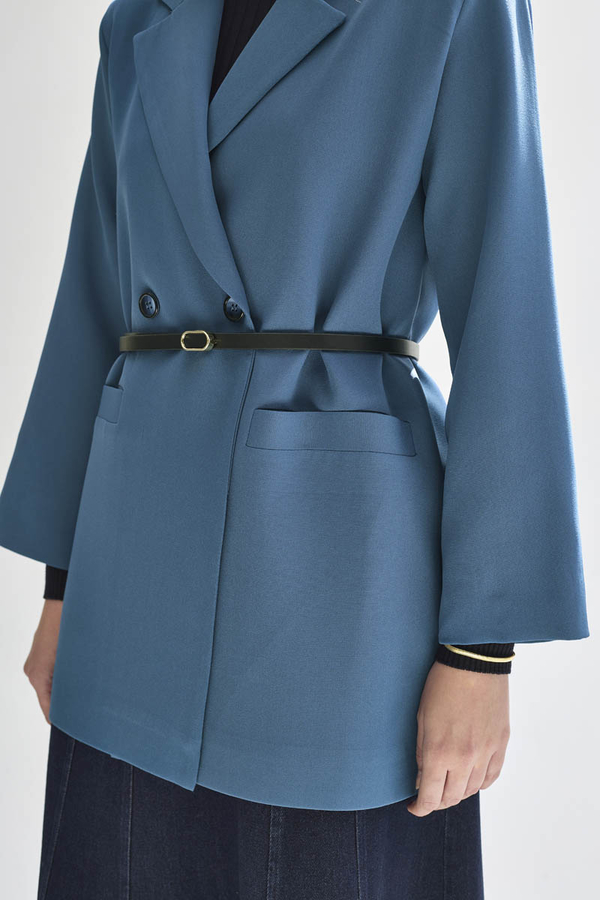 Kruvaze Blazer Ceket İndigo - 10