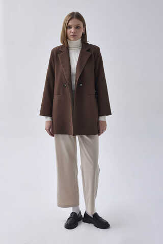 Kruvaze Blazer Ceket Kahverengi - 2