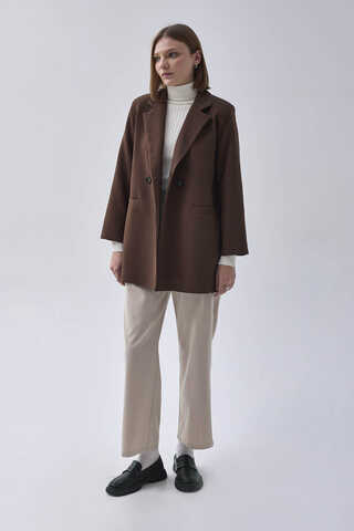 Kruvaze Blazer Ceket Kahverengi - 3