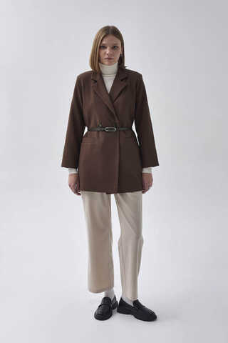 Kruvaze Blazer Ceket Kahverengi - 9