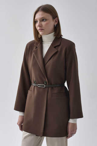 Kruvaze Blazer Ceket Kahverengi - 11