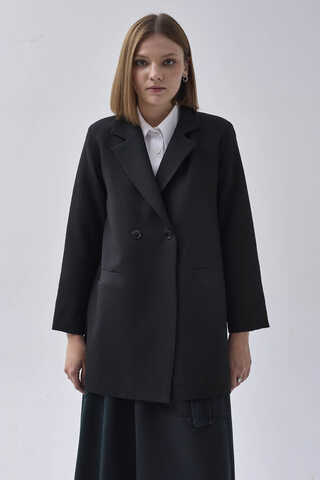 Kruvaze Blazer Ceket Siyah - 6
