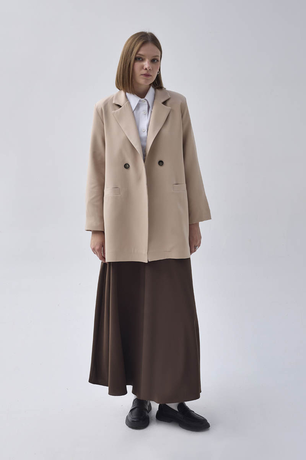 Kruvaze Blazer Ceket Taş - 3