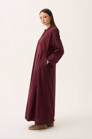 Kruvaze Dehna Abaya Takım Bordo - 5