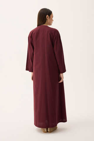 Kruvaze Dehna Abaya Takım Bordo - 13