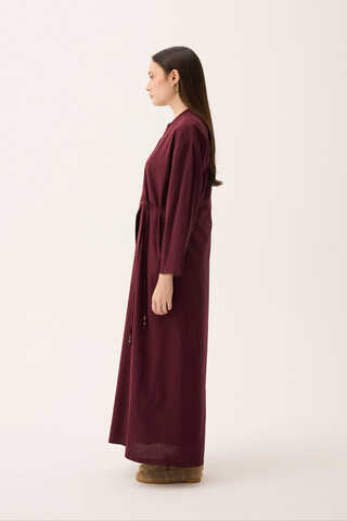 Kruvaze Dehna Abaya Takım Bordo - 4