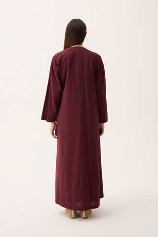 Kruvaze Dehna Abaya Takım Bordo - 12