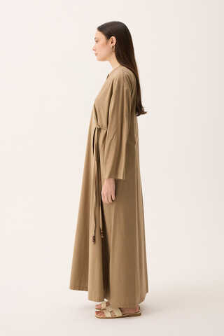 Kruvaze Dehna Abaya Takım Camel - 4