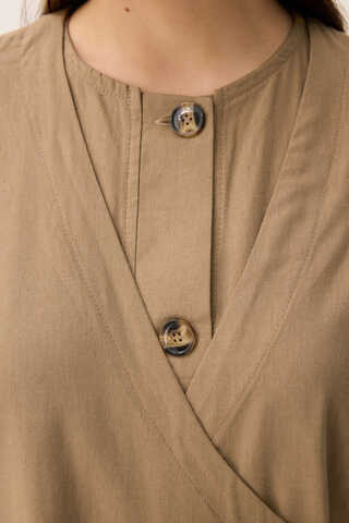 Kruvaze Dehna Abaya Takım Camel - 14