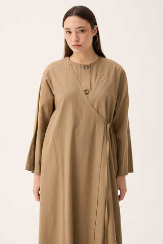 Kruvaze Dehna Abaya Takım Camel - 15