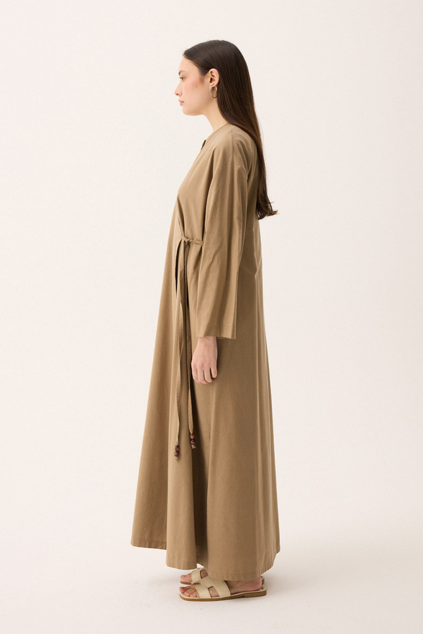 Kruvaze Dehna Abaya Takım Camel - 9