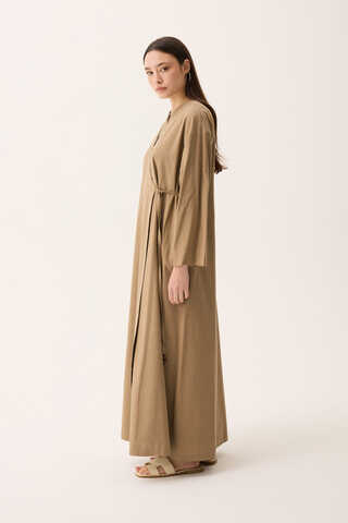 Kruvaze Dehna Abaya Takım Camel - 11