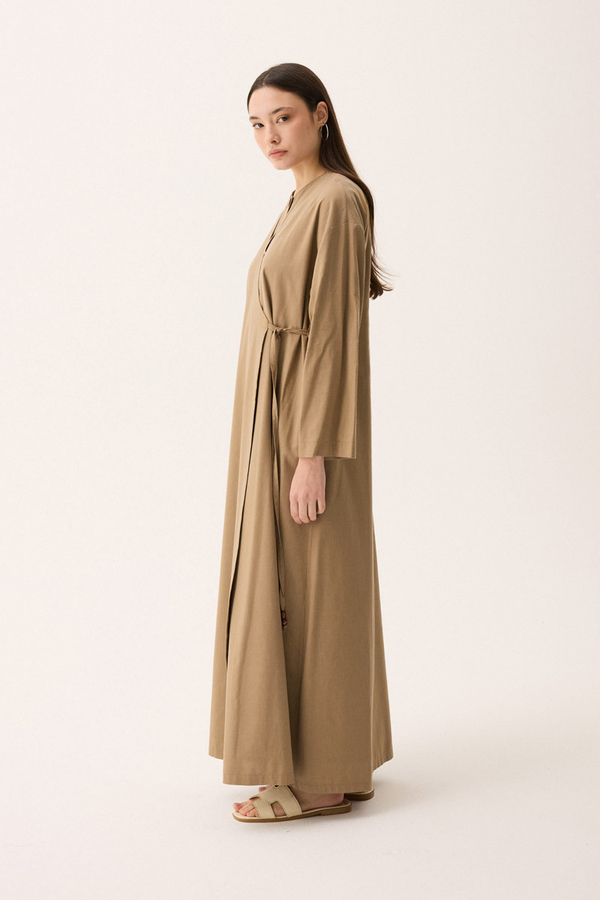 Kruvaze Dehna Abaya Takım Camel - 11