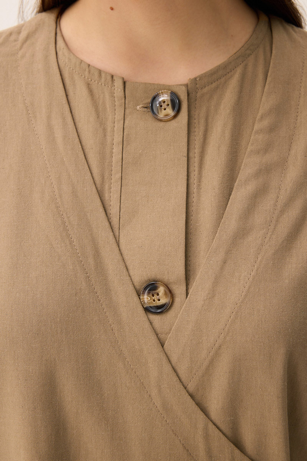 Kruvaze Dehna Abaya Takım Camel - 14