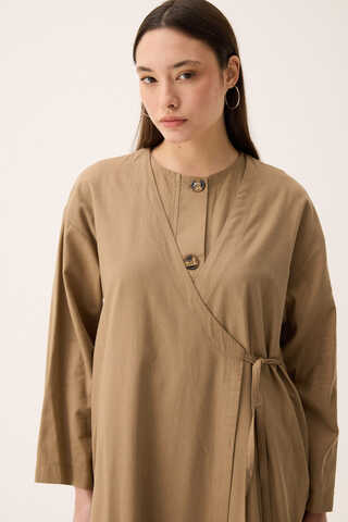 Kruvaze Dehna Abaya Takım Camel - 17