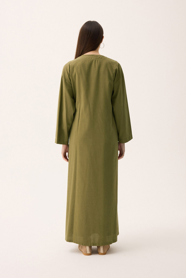 Kruvaze Dehna Abaya Takım Haki - 11