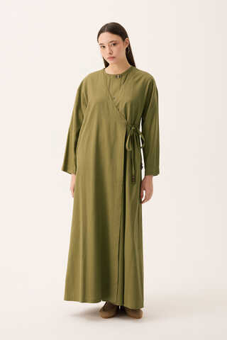 Kruvaze Dehna Abaya Takım Haki - 4