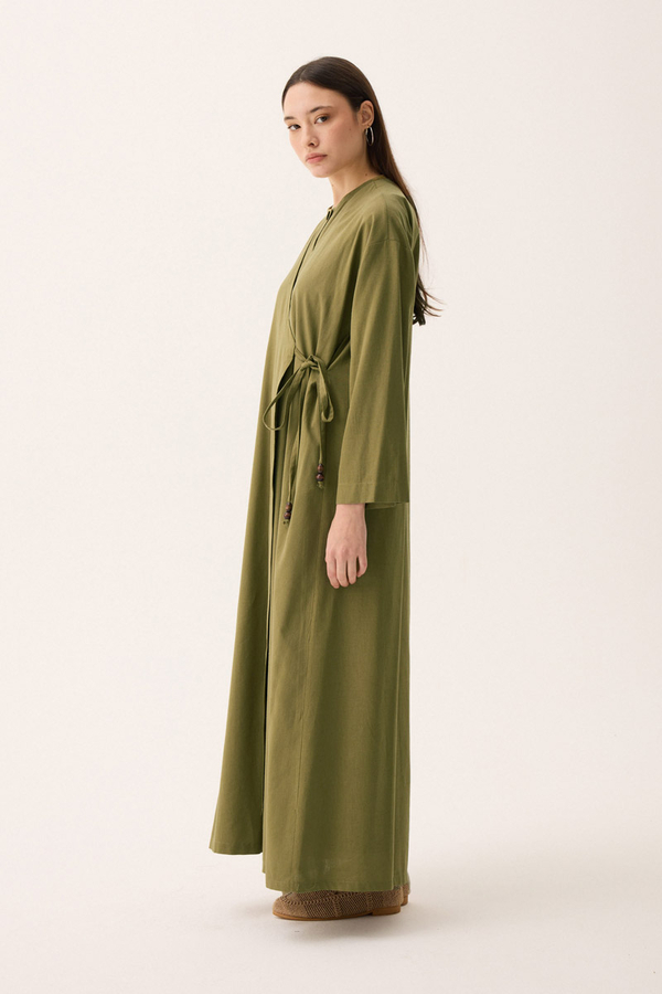 Kruvaze Dehna Abaya Takım Haki - 7