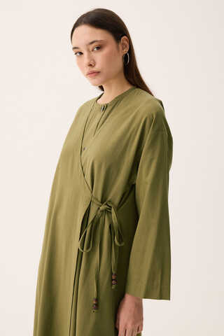 Kruvaze Dehna Abaya Takım Haki - 6