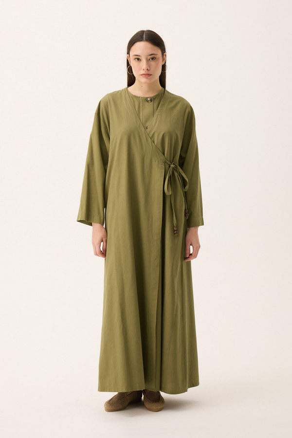 Kruvaze Dehna Abaya Takım Haki - 2