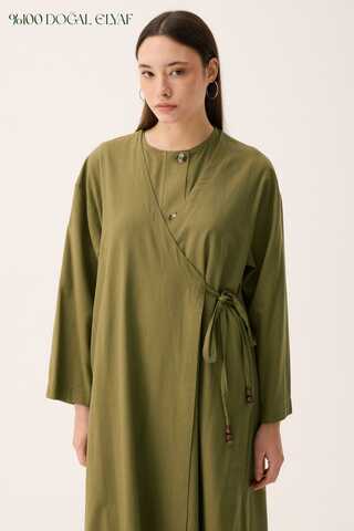 Kruvaze Dehna Abaya Takım Haki - 1