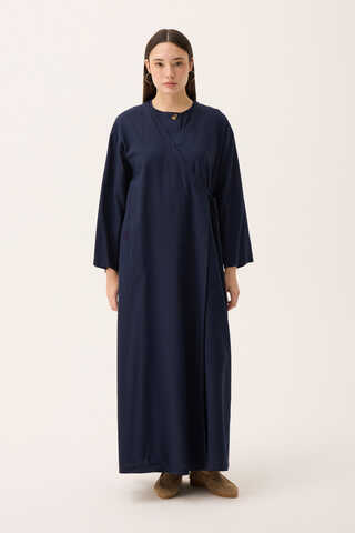 Kruvaze Dehna Abaya Takım Lacivert - 2