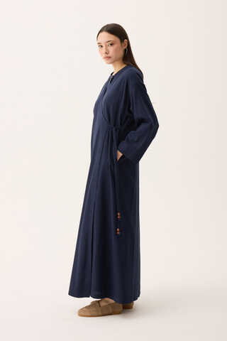 Kruvaze Dehna Abaya Takım Lacivert - 7