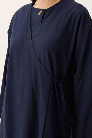 Kruvaze Dehna Abaya Takım Lacivert - 5