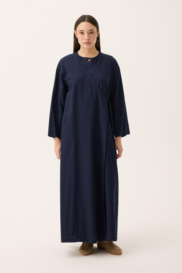 Kruvaze Dehna Abaya Takım Lacivert - 2