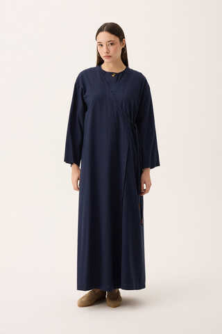 Kruvaze Dehna Abaya Takım Lacivert - 4