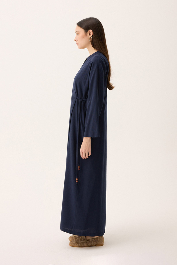 Kruvaze Dehna Abaya Takım Lacivert - 6