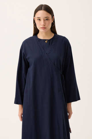 Kruvaze Dehna Abaya Takım Lacivert - 3