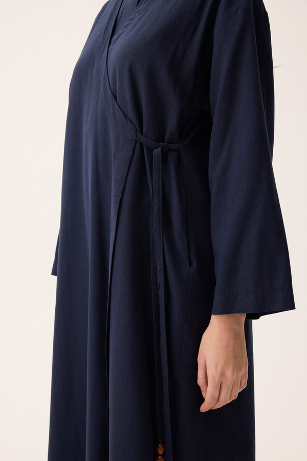 Kruvaze Dehna Abaya Takım Lacivert - 8