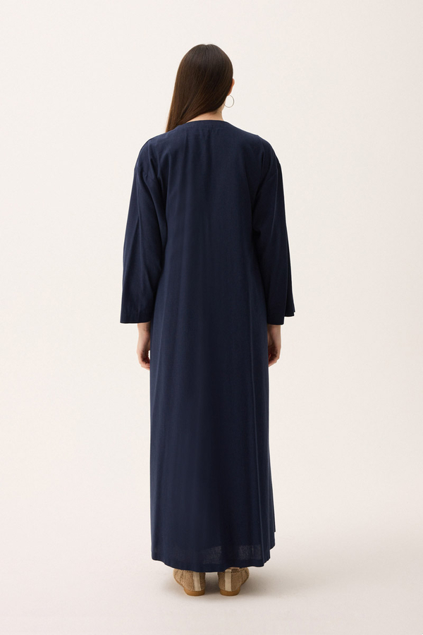 Kruvaze Dehna Abaya Takım Lacivert - 9