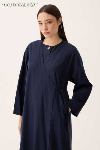 Kruvaze Dehna Abaya Takım Lacivert - 1