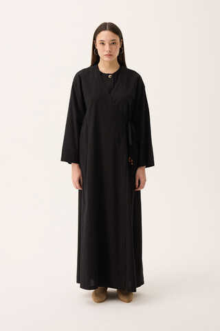 Kruvaze Dehna Abaya Takım Siyah - 2