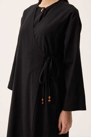 Kruvaze Dehna Abaya Takım Siyah - 15