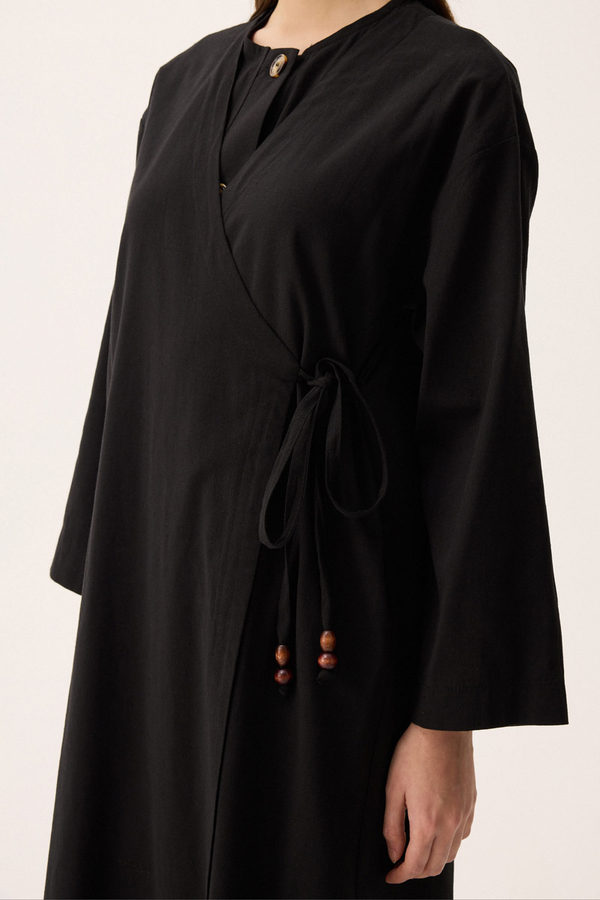 Kruvaze Dehna Abaya Takım Siyah - 15