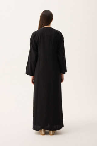 Kruvaze Dehna Abaya Takım Siyah - 17