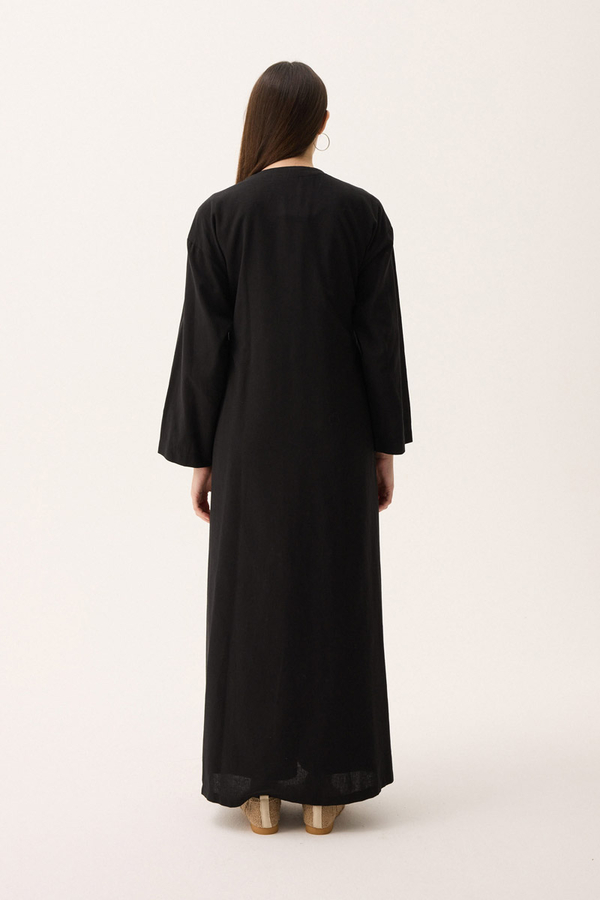 Kruvaze Dehna Abaya Takım Siyah - 17