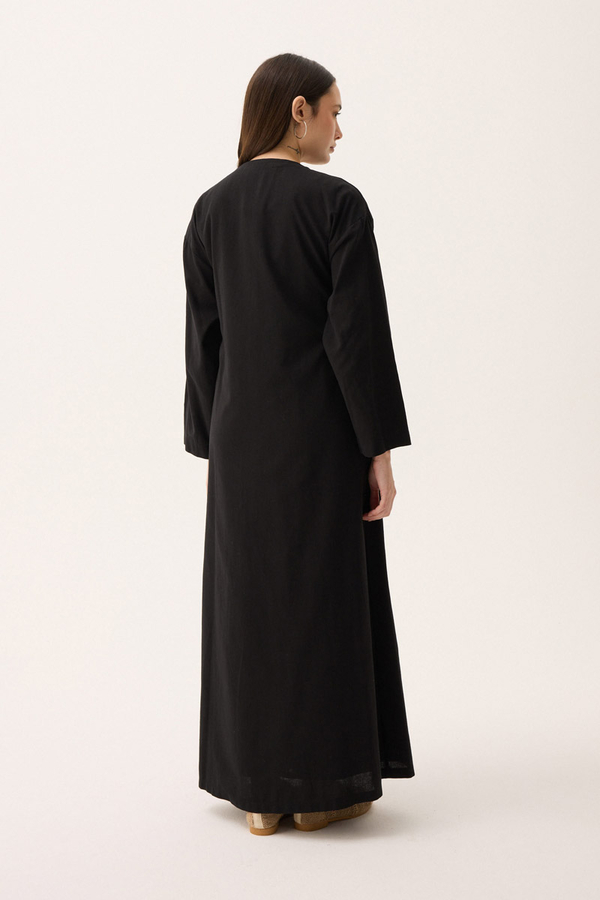Kruvaze Dehna Abaya Takım Siyah - 18