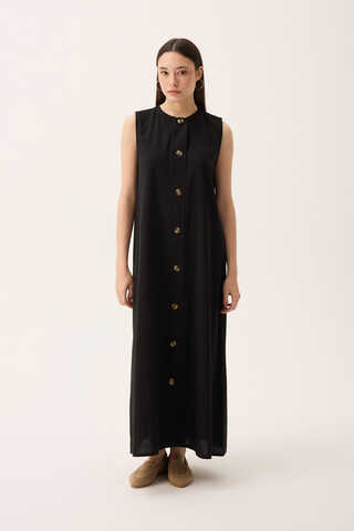 Kruvaze Dehna Abaya Takım Siyah - 3