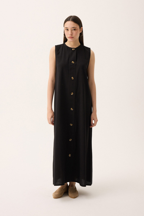 Kruvaze Dehna Abaya Takım Siyah - 3