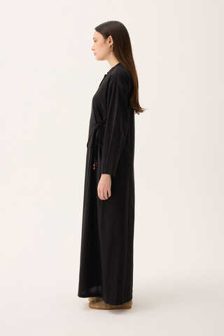 Kruvaze Dehna Abaya Takım Siyah - 7