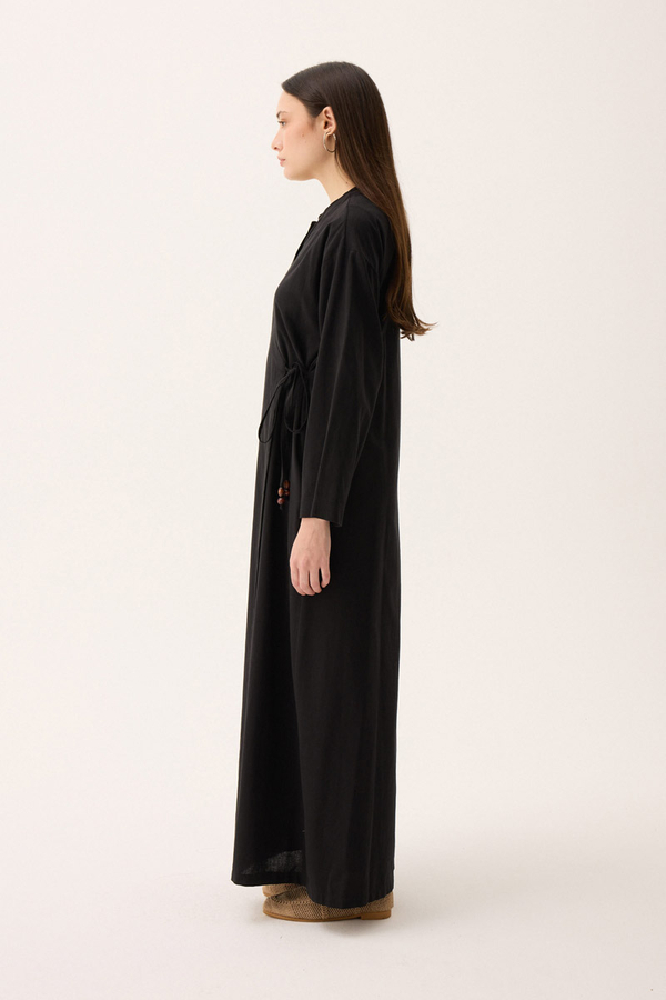 Kruvaze Dehna Abaya Takım Siyah - 7