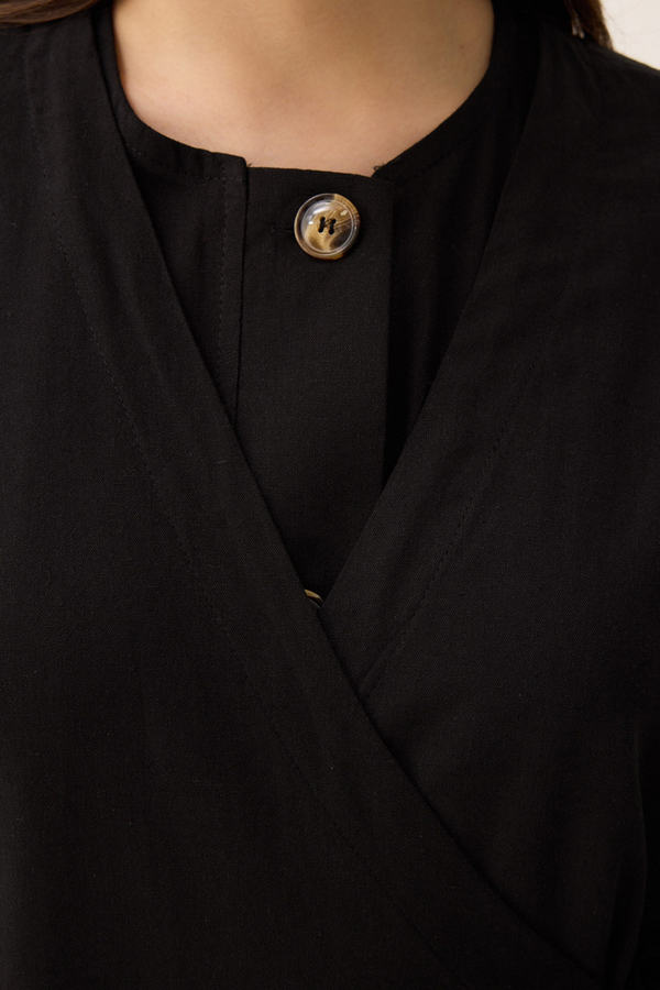 Kruvaze Dehna Abaya Takım Siyah - 14