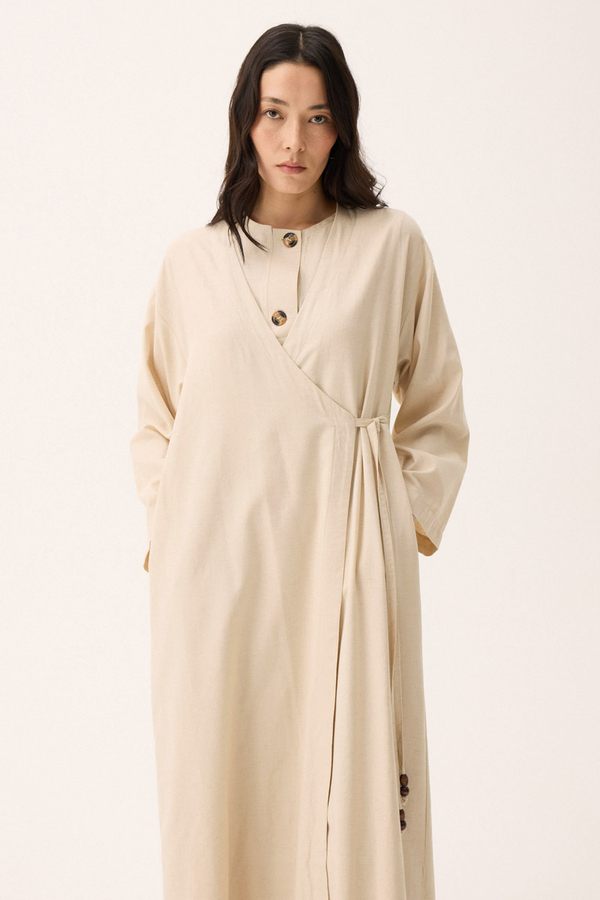 Kruvaze Dehna Abaya Takım Taş - 7