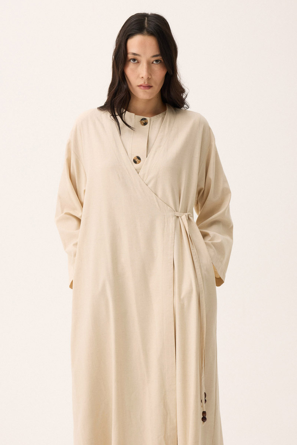 Kruvaze Dehna Abaya Takım Taş - 8