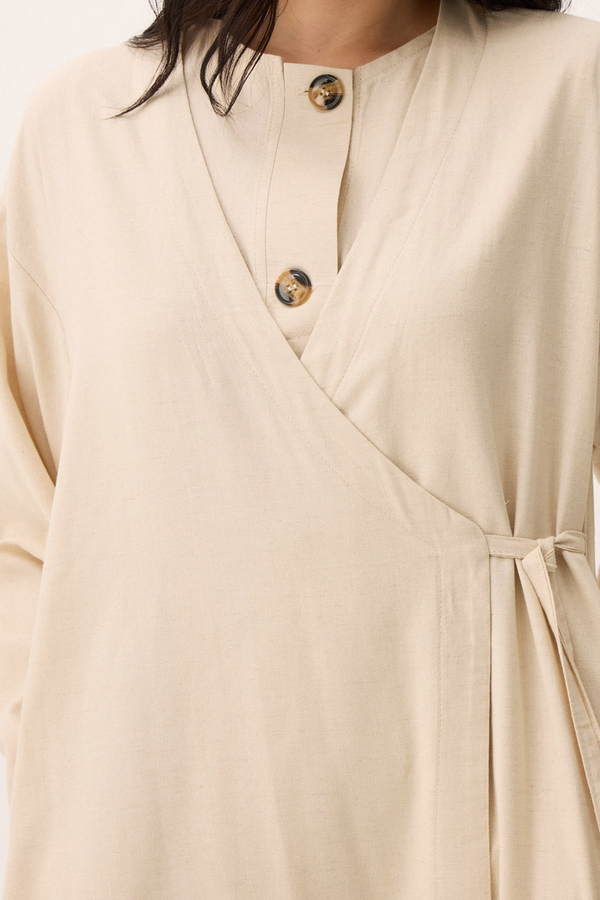 Kruvaze Dehna Abaya Takım Taş - 9